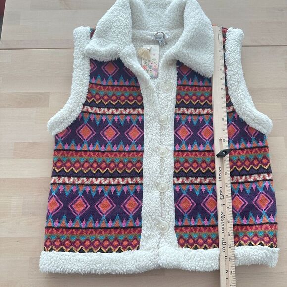 Johnny Was Vest Women Small Yuya Sherpa Alpaca Blend Aztec Boho Print Jacket NWT - Picture 11 of 15